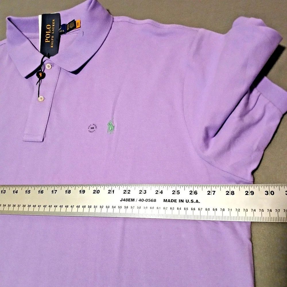Polo Ralph Lauren Polo Shirt Mens 3XB BIG Purple Solid Casual‎ Short Sleeve
